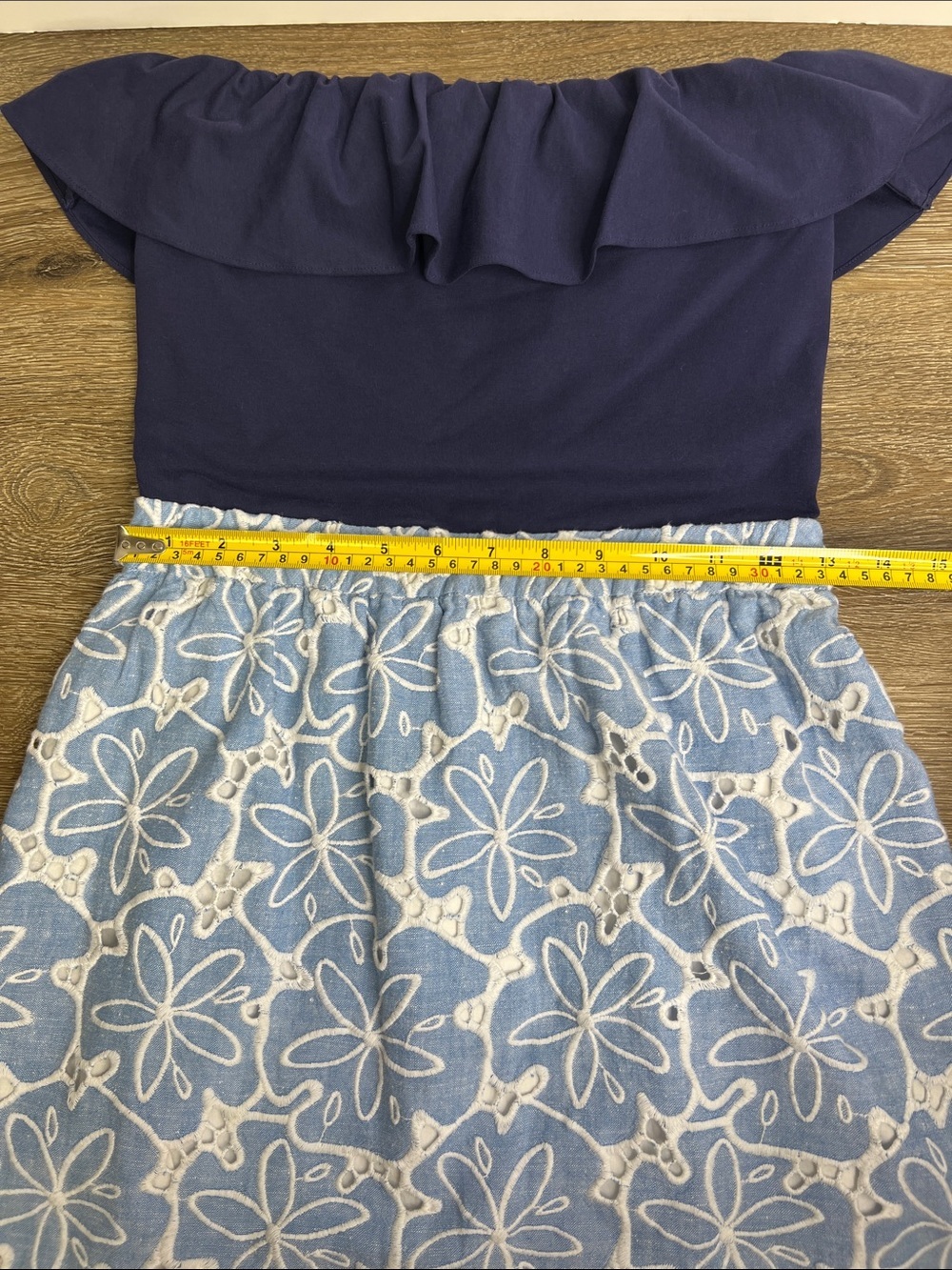 Lilly Pulitzer Athens Dress Tide Blue Hollar For a Dollar Eyelet Chambray Small - Picture 14 of 15